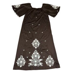 Vintage Caro of Honolulu Embroidered Maxi Dress | Bell Sleeves | Mumu Style | Si